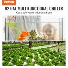 VEVOR Aquarium Chiller, 92 Gal 348 L, 1/4 HP Hydroponic Water Chiller, Quiet Refrigeration Compressor for Seawater and Fresh Water, Fish Tank Cooling System with Pump/Hose, for Jellyfish, Coral Reef