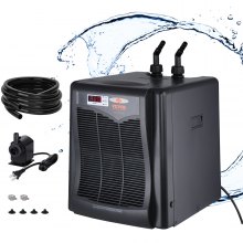 VEVOR Aquarium Chiller, 110 Gal 416 L, 1/3 HP Hydroponic Water Chiller, Quiet Refrigeration Compressor for Seawater and Fresh Water, Fish Tank Cooling System with Pump/Hose, for Jellyfish, Coral Reef