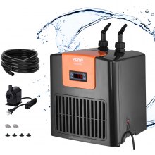 VEVOR Aquarium Chiller, 52 Gal 196 L, 1/10 HP Hydroponic Water Chiller, Quiet Refrigeration Compressor for Seawater and Fresh Water, Fish Tank Cooling System with Pump/Hose, for Jellyfish, Coral Reef