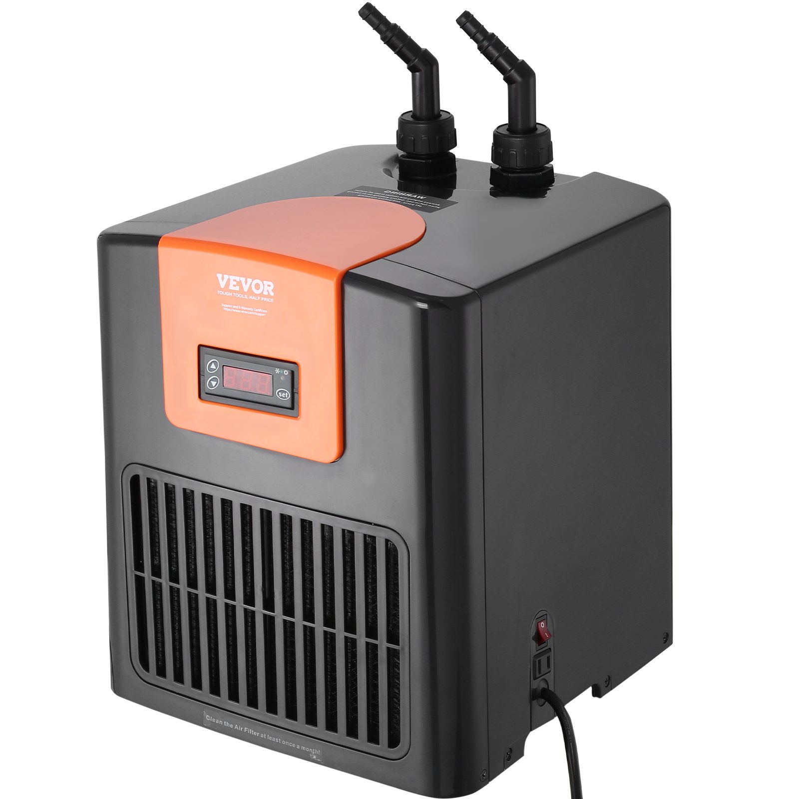 VEVOR Aquarium Chiller, 52 Gal 196 L, 1/10 HP Hydroponic Water Chiller, Quiet Refrigeration Compressor for Seawater and Fresh Water, Fish Tank Cooling System with Pump/Hose, for Jellyfish, Coral Reef