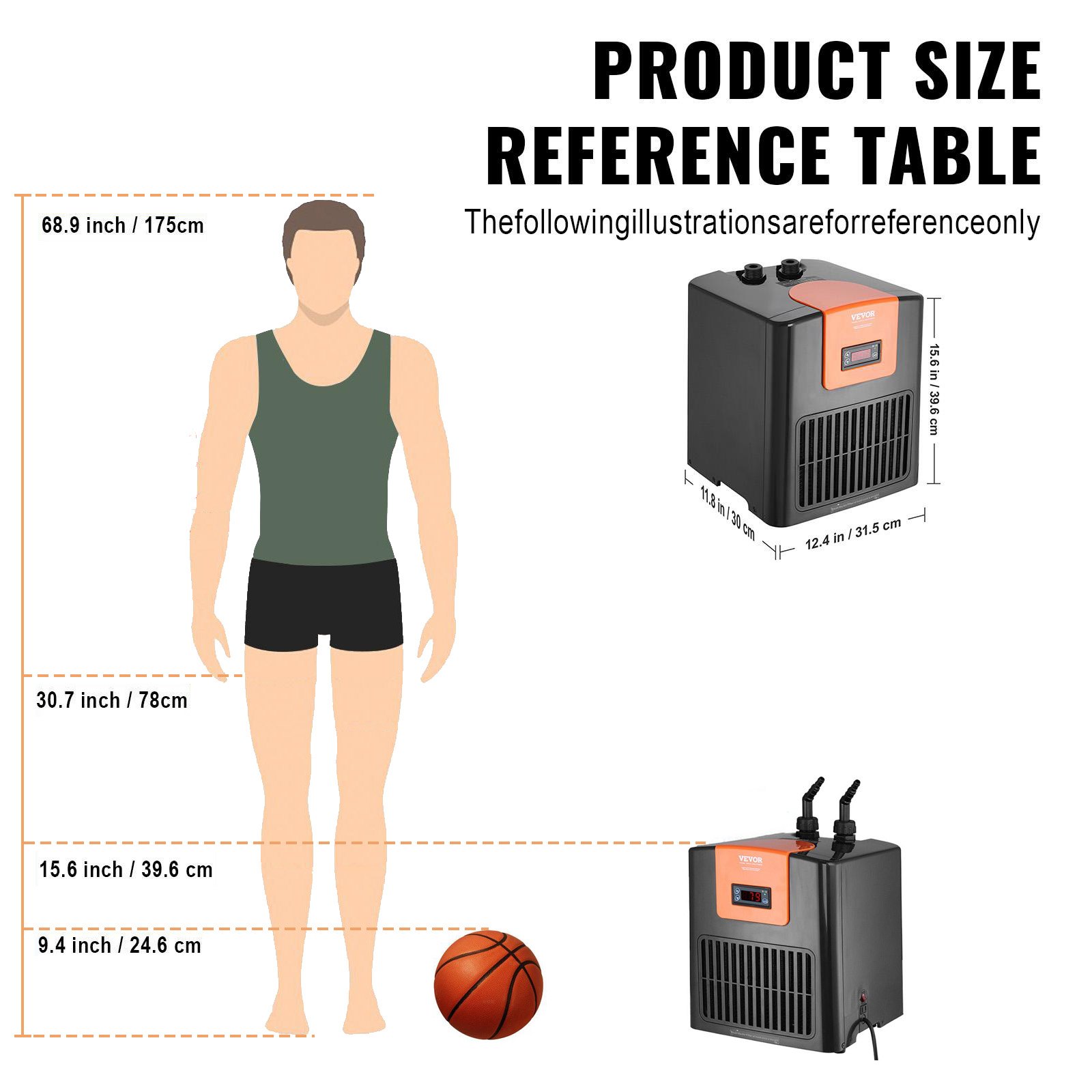 VEVOR Aquarium Chiller, 52 Gal 196 L, 1/10 HP Hydroponic Water Chiller, Quiet Refrigeration Compressor for Seawater and Fresh Water, Fish Tank Cooling System with Pump/Hose, for Jellyfish, Coral Reef