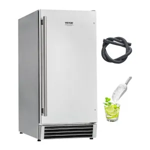 VEVOR Undercounter Built-in Ice Maker, 50 Lbs/Day Under Counter Ice Maker Machine with Reversible Door Stainless Steel, Freestanding Ice-Making Machine for Restaurant, Outdoor Kitchen, Terrace, Pool | VEVOR US