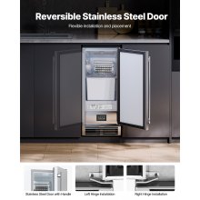 VEVOR Undercounter Built-in Ice Maker 50 Lbs/Day Reversible Door Outdoor Use