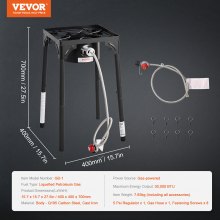 VEVOR Single Burner Outdoor Camping Stove, 30,000-BTU Camping Modular Cooking Stove, Heavy Duty Carbon Steel Gas Cooker with Detachable Legs Stand & PSI Regulator, for BBQ Home Camp Patio RV Cooking