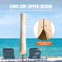 VEVOR patio umbrella cover with long side zipper design, sturdy zipper shown by the beach.