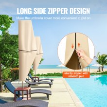 Patio Umbrella Cover for 7ft to 13ft Offset Umbrellas, Water Resistant PU 2000mm, Outdoor Umbrella Cover with Zipper and Rod, Beige