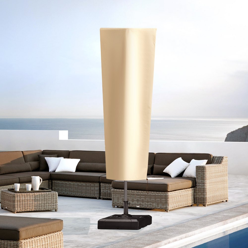 VEVOR Patio Umbrella Cover, up to 13ft Windproof, 420D Oxford Cloth, PU Coating 2000, UV Resistant Outdoor Patio Umbrella Cover Beige, with Storage Bag, Convenient Storage