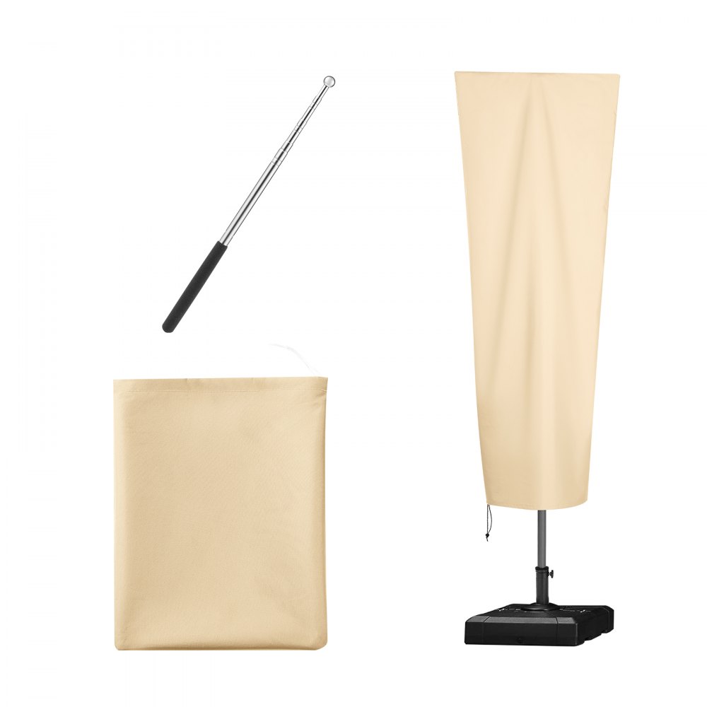 VEVOR Patio Umbrella Cover, up to 13ft Windproof, 420D Oxford Cloth, PU Coating 2000, UV Resistant Outdoor Patio Umbrella Cover Beige, with Storage Bag, Convenient Storage