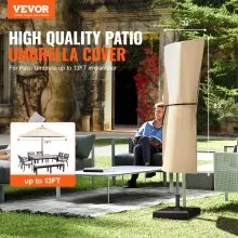 Patio Umbrella Cover for 7ft to 13ft Cantilever Umbrellas, Water Resistant PU 2000mm, Outdoor Umbrella Cover with Zipper and Rod, Beige
