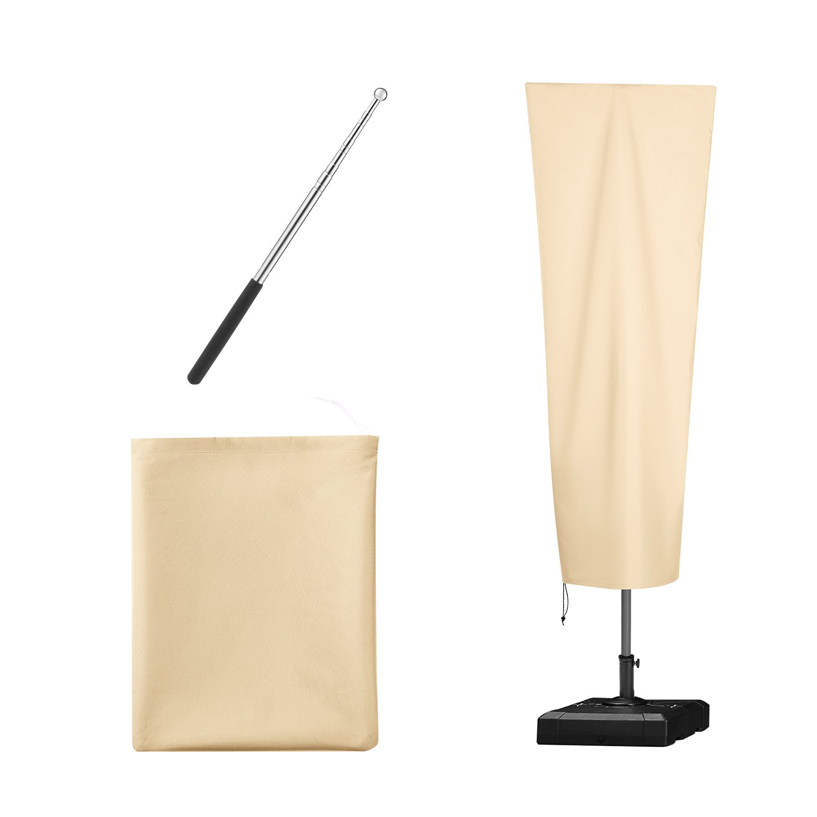 VEVOR Patio Umbrella Cover, up to 13ft Windproof, 420D Oxford Cloth, PU Coating 2000, UV Resistant Outdoor Patio Umbrella Cover Beige, with Storage Bag, Convenient Storage