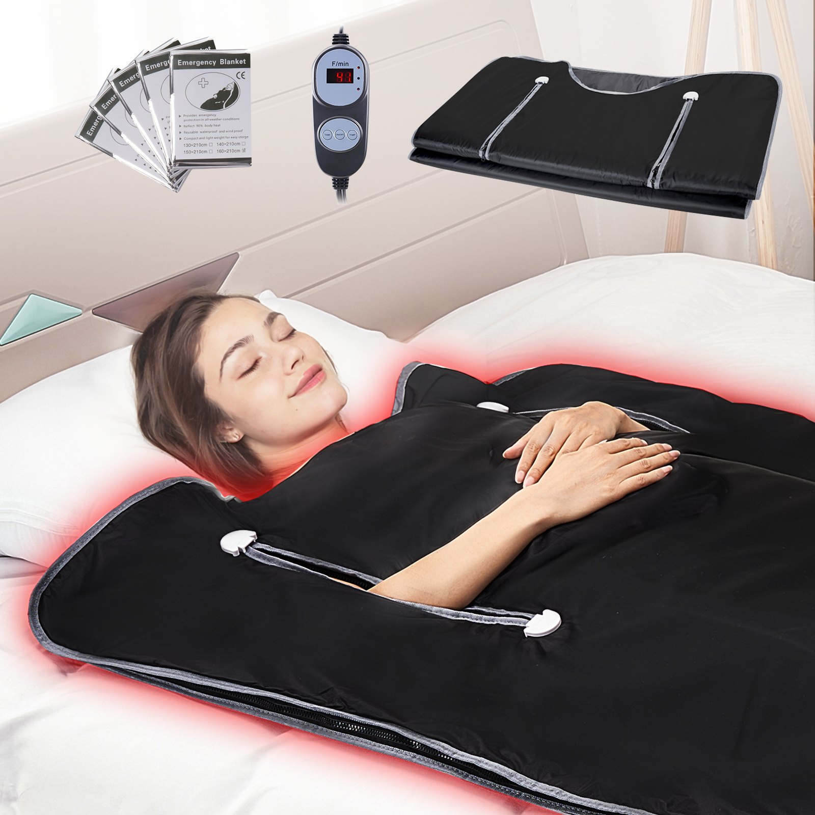 VEVOR Sauna Blanket Far Infrared Heating with Arm Holes for Detox Oxford 180 x 79 cm