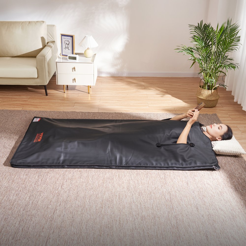 VEVOR Sauna Blanket for Detoxification, Portable Far Infrared Sauna for Home with Arm Holes for Comfort, 1-6 Level Adjustable Temprature Rannge 35-85°C, 1-60 Minutes Timer, Carbon Fiber Heating