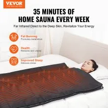 VEVOR Sauna Blanket for Detoxification, Portable Far Infrared Sauna for Home Relaxation, 1-6 Level Adjustable Temprature Rannge 95-185℉, 1-60 Minutes Timer, Far Infrared Carbon Heating Sauna Bag