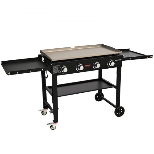 VEVOR Countertop Commercial Gas Griddle Flat Top Grill Hot Plate Restaurant Cart