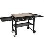 VEVOR Commercial Griddle on Cart, 36" Heavy Duty Manual Flat Top Griddle, Outdoor Cooking Station with Side Shelves, Steel Natural Gas Griddle, 4-Burners Restaurant Portable Tested to UL Standards