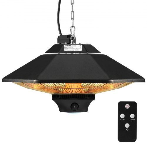 VEVOR Hanging Patio Heater, 2000W Remote Control Outdoor/Indoor