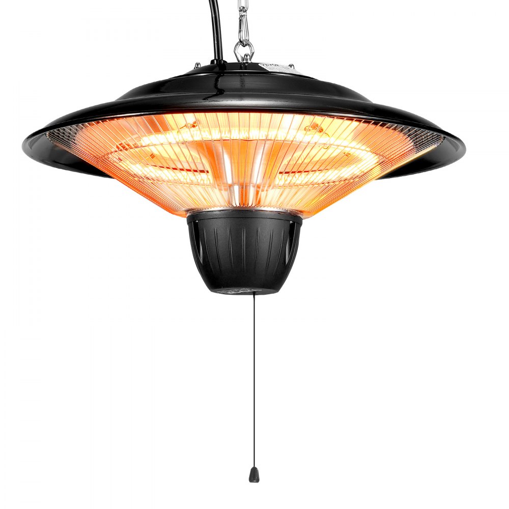 VEVOR Hanging Patio Heater, 1500W Outdoor/Indoor Electric Space Infrared Heater, IP34 Protection Ceiling Heater with 23.6 inch Pull Cord & 20 inch Adjustable Chain, for Porch,Patio,Dining Room,Studio