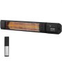 VEVOR infrared heater with black exterior and included remote control for easy temperature adjustments.