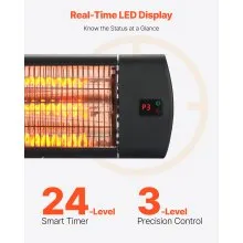 1500W Infrared Heater Electric Space Heater Remote 3 Speeds Timer Outdoor