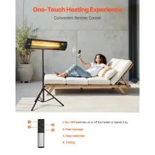 1500W Infrared Heater Electric Space Heater Remote 3 Speeds Timer Outdoor