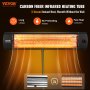 VEVOR infrared heater with carbon fiber tube, instant warmth in 3 seconds, long lifespan, no preheating.