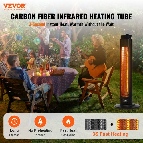 Outdoor Heating Studio Patio Heater VEVOR Infrared Heater, 1500W