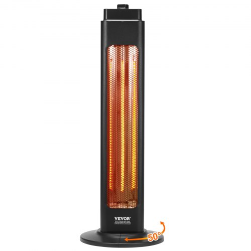 VEVOR Infrared Heater, 1500W Oscillation Electric Space Heater, Patio Heater w/ 2 Speeds , Outdoor/Outdoor for Bedroom,Studio,Porch,Dining Room,Studio, Stand,31.5 in L, Black