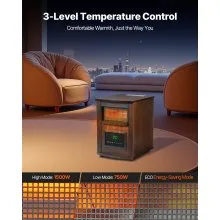 1500W Infrared Heater Electric Space Heater LED Screen Timer Adjustable