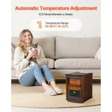 1500W Infrared Heater Electric Space Heater LED Screen Timer Adjustable