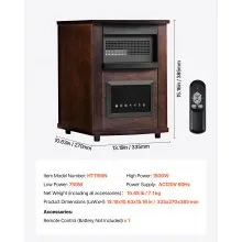 1500W Infrared Heater Electric Space Heater LED Screen Timer Adjustable