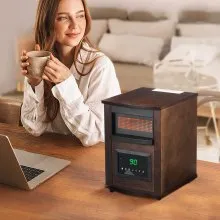 VEVOR Infrared Heater, 1500W Remote Control Electric Space Heater, LED Patio Heater w/ 3 Speeds & Timer & Overheat/Tip-Over Protection & Child Lock, for Bedroom,Living Room,Nursery,Studio,MDF