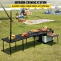 VEVOR Outdoor Mobile Kitchen, Portable Multifunctional Camp Box with Wheels All in One Integrated Cooking Station with Windproof Stove, Folding Tables Storage Organizer, Black