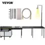 VEVOR Outdoor Mobile Kitchen, Portable Multifunctional Camp Box with Wheels All in One Integrated Cooking Station with Windproof Stove, Folding Tables Storage Organizer, Black