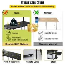 VEVOR Outdoor Mobile Kitchen, Portable Multifunctional Camp Box with Wheels All in One Integrated Cooking Station with Windproof Stove, Folding Tables Storage Organizer, Black
