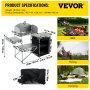 VEVOR Estación de campamento plegable portátil de aluminio con parabrisas, organizador de almacenamiento y 4 pies ajustables Instalación rápida para picnic al aire libre, fiesta en la playa, cocina, negro