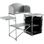 VEVOR Estación de campamento plegable portátil de aluminio con parabrisas, organizador de almacenamiento y 4 pies ajustables Instalación rápida para picnic al aire libre, fiesta en la playa, cocina, negro