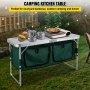 VEVOR Aluminum Portable Folding Camp Station with Storage Organizer & 4 Adjustable Feet Quick Installation for Outdoor Picnic Beach Party Cooking, Green