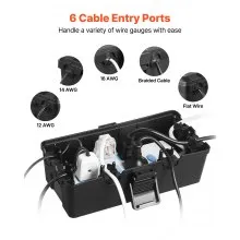 VEVOR Outdoor Electrical Box Waterproof, 9.4 x 4.3 x 2.8 in, IP54 Weatherproof Extension Cord Cover, Large Outlet Connection Box Plug Protector with 6 Cable Entry, for Power Strip, Holiday Light Decor