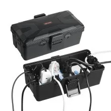 VEVOR Outdoor Electrical Box Waterproof, 9.4 x 4.3 x 2.8 in, IP54 Weatherproof Extension Cord Cover, Large Outlet Connection Box Plug Protector with 6 Cable Entry, for Power Strip, Holiday Light Decor