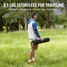 VEVOR Folding Camping Table, Outdoor Portable Side Tables, Lightweight Fold Up Table, Aluminum Alloy Ultra Compact Work Table with Carry Bag, For Cooking, Beach, Picnic, Travel, 22.2x15.9 inch, Black