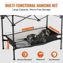 VEVOR Folding Camping Table, Outdoor Portable Side Tables, Lightweight Fold Up Table, Aluminum & Steel Ultra Compact Work Table with Large Storage and Carry Bag, For Beach, Picnic, Travel, 24x16 inch