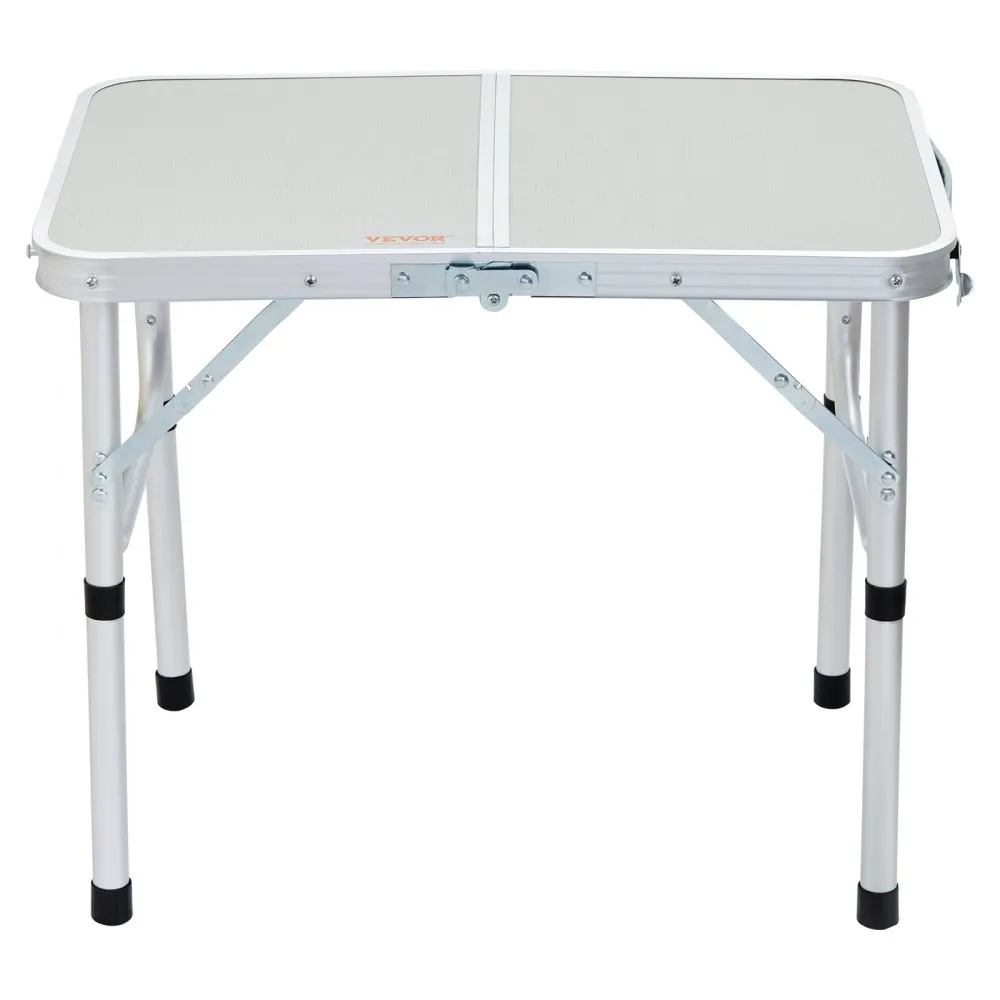 VEVOR Folding Camping Table, Adjustable Height Outdoor Portable Side Tables, Lightweight Fold Up Table, Aluminum & MDF Ultra Compact Work Table, For Cooking, Beach, Picnic, Travel, 24x16 inch, Silver
