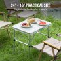 VEVOR hopfällbart campingbord, justerbar höjd Bärbara sidobord utomhus, lättviktsuppfällbart bord, aluminium & MDF Ultrakompakt arbetsbord, för matlagning, strand, picknick, resor, 24x16 tum, silver