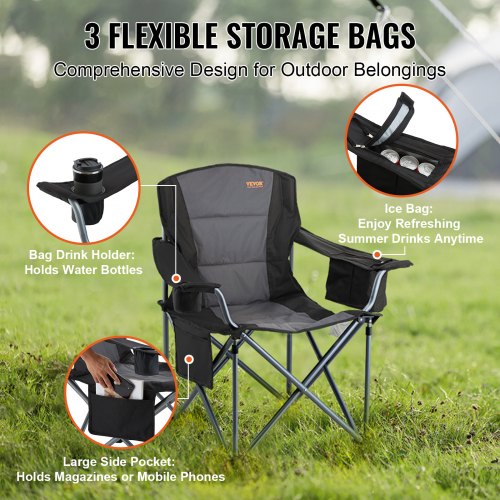 Cup Holder Folding Bag Chairs Heavy Duty Oversized Folding Camping