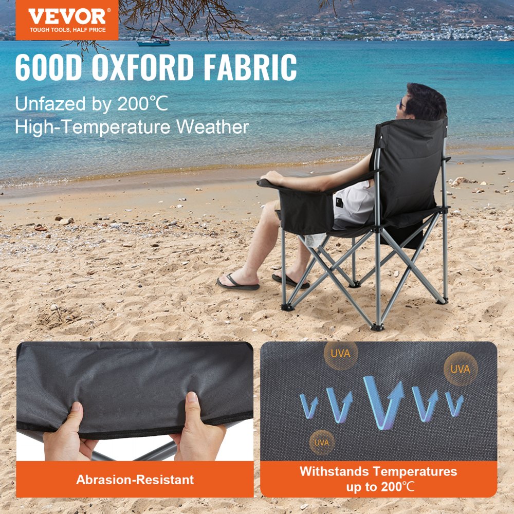 Outdoor Camping Hunting Fishing Collapsible Black Beach Chair