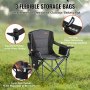 VEVOR Camping Folding Chair for Adults, Portable Heavy Duty Outdoor Quad Lumbar Back Padded Arm Chairs with Side Pockets, Cup Holder and Cooler Bag for Beach, Lawn, Picnic, Fishing, Backpacking, Black