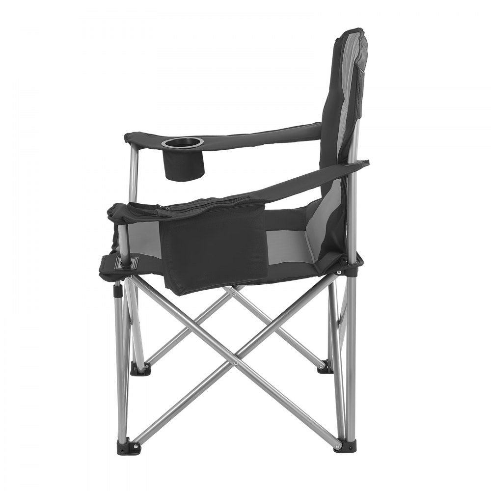 VEVOR Oversized Camping Chairs, 204 kg Heavy Duty Support, Portable Folding Camp Chairs with Padded Backrest & Armrests, Cup Holder & Side Pocket, Cooler Bag, Carry Bags for Outdoor, Fishing, 2 Pack
