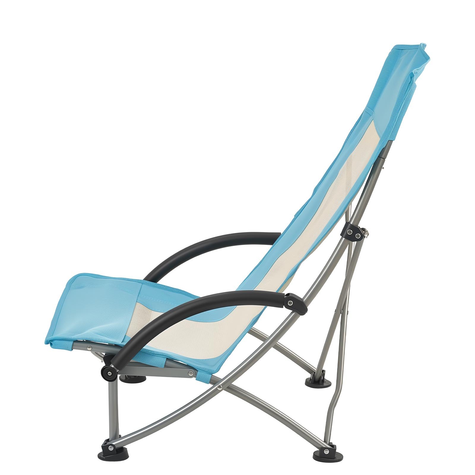 VEVOR Folding Beach Chair, High Back Camping Chairs for Adults, with Cup Pocket, Mesh Back, Carry Bag, Portable Extra Wide Seat Chair 330 lbs Heavy Duty Support, for Outdoor, Camp, Light Blue, 2 Pack