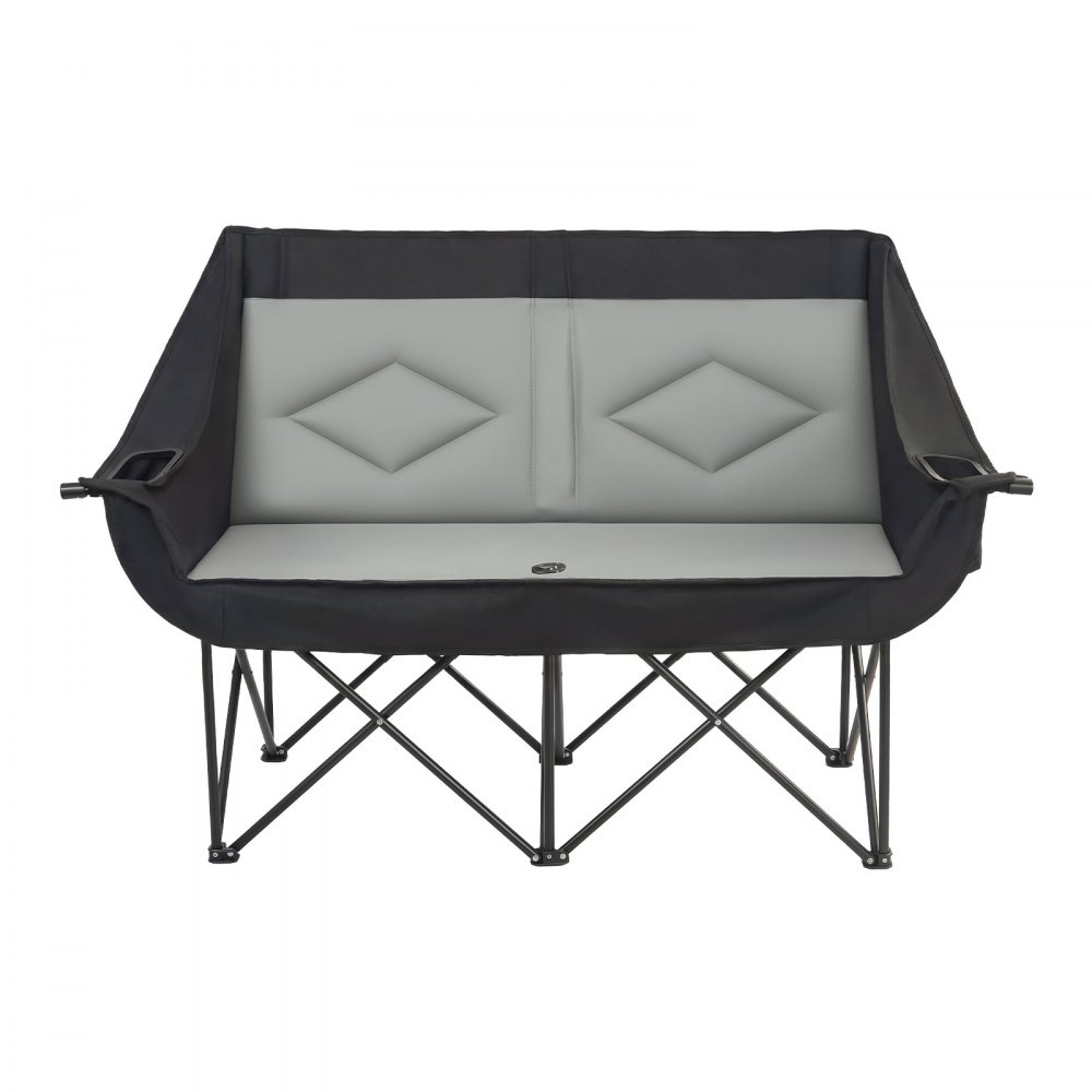 VEVOR Double Camping Chair, Oversized Two Person Camp Chair with 300 kg Heavy Duty Support, with Dual Cup Holders, Wine Glass Holders, Magazine Straps, Carry Bags for Outdoor, Beach, 1 Pack