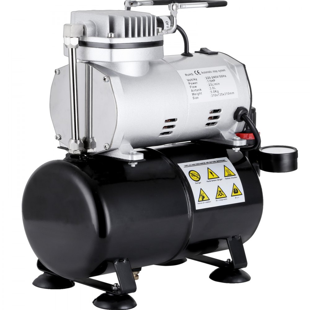 1/5HP Airbrush Air Compressor With 3L Air Tank Single Cylinder Nail Art Make Up